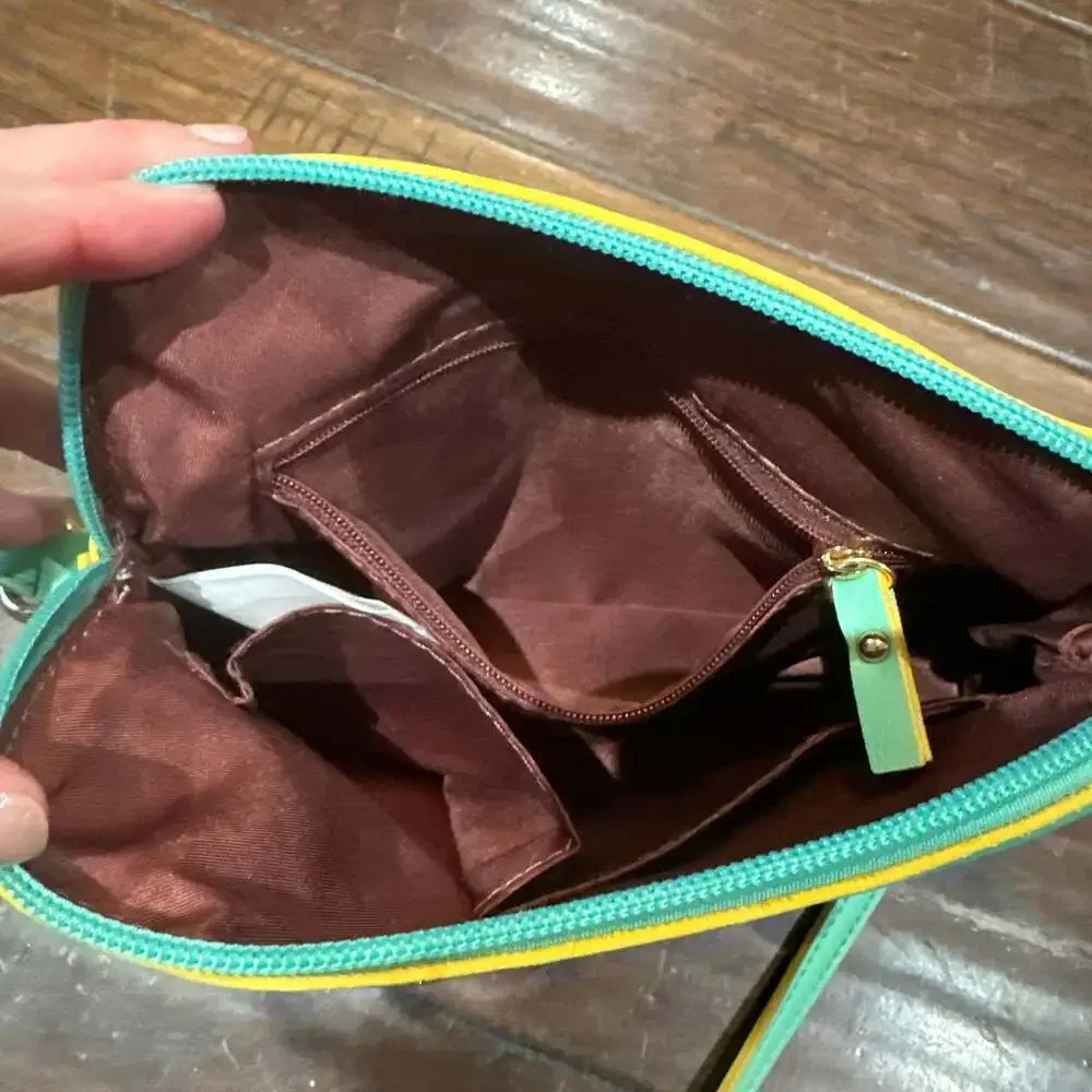 Caprese Teal and Yellow Crossbody Bag,‎ Faux Leather Small Purse